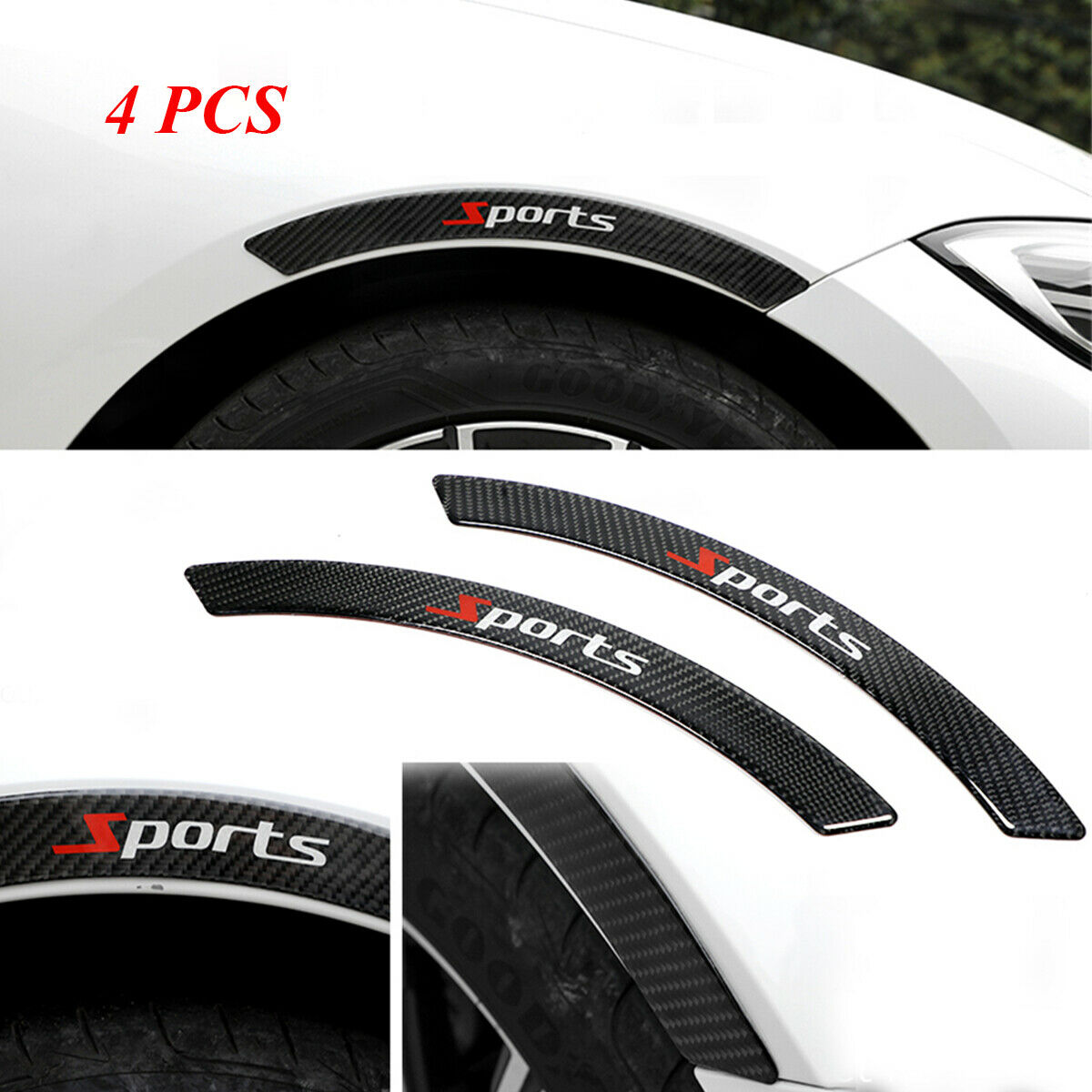 4 Pieces 39.6×3.6CM Scratch Resistant Car Fender Arch Mudguard Decoration Stripe