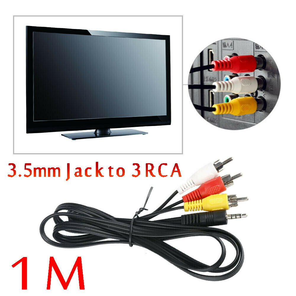 Universal 3.5mm Jack to 3 RCA Phono AV Lead Wire -TV/DVD/VIDEO/CAMERA/CAMCORDER