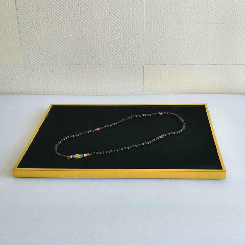 Elegant Square Jewelry Necklace Display Tray Organizer for Showcase S Golden