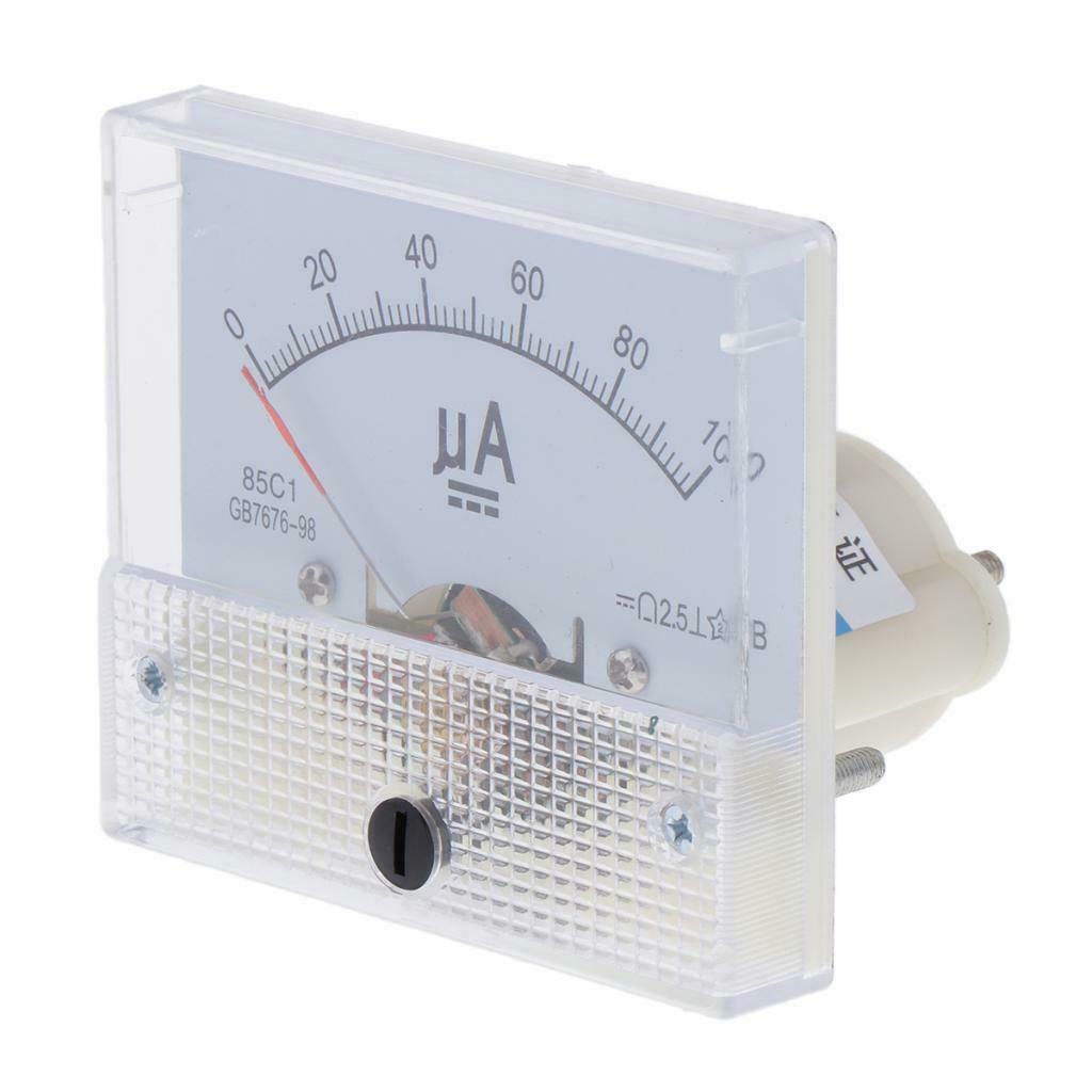 85C1-uA Panel Analog Meter Panel Analog Ammeter Current Measuring Tools 0-100uA