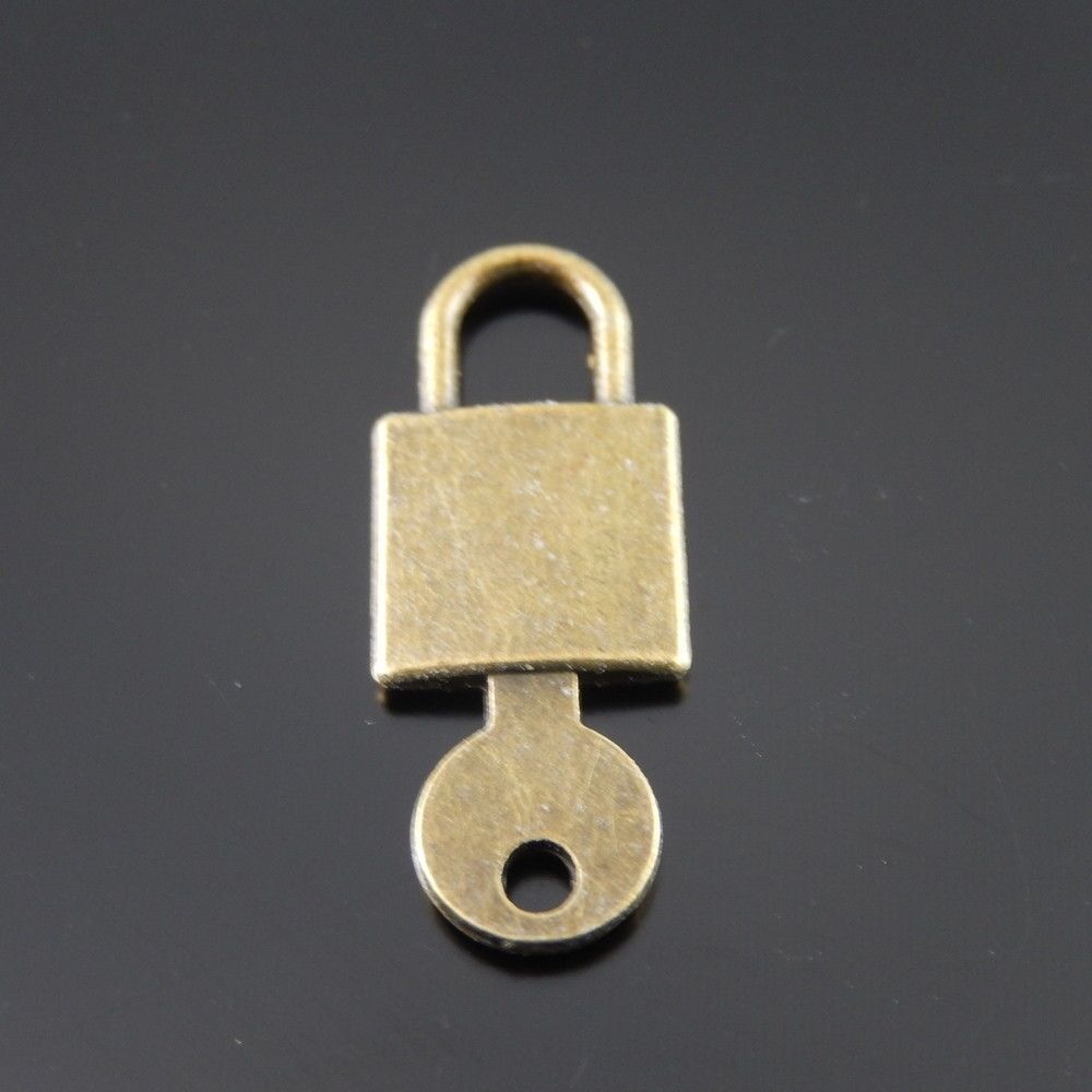 30 pcs Antiqued Bronze Alloy Lock and Key Pendant Jewelry Accessories 25x9mm