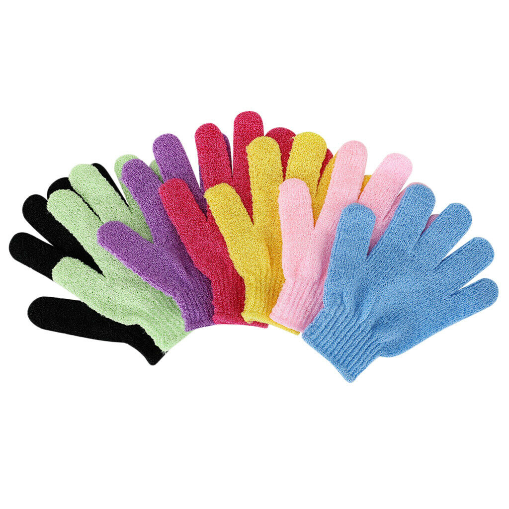 7Pcs Shower Bath Mitts Exfoliating Body Scrub Gloves Skin Spa Massage Sponge
