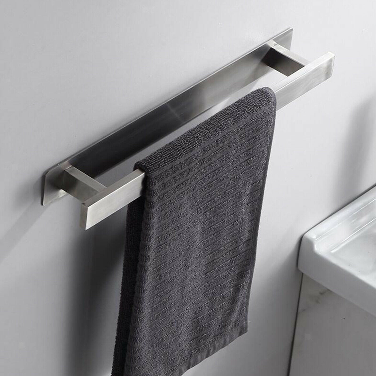 40cm Modern Towel Rail Rack Bar Shelf Hanger Self-Adhesive No Drilling