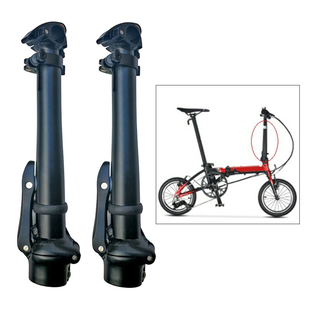 2Pcs Folding Bike Head Tube Riser Stem Quick-Release Adjustable 28.6mm Handlebar