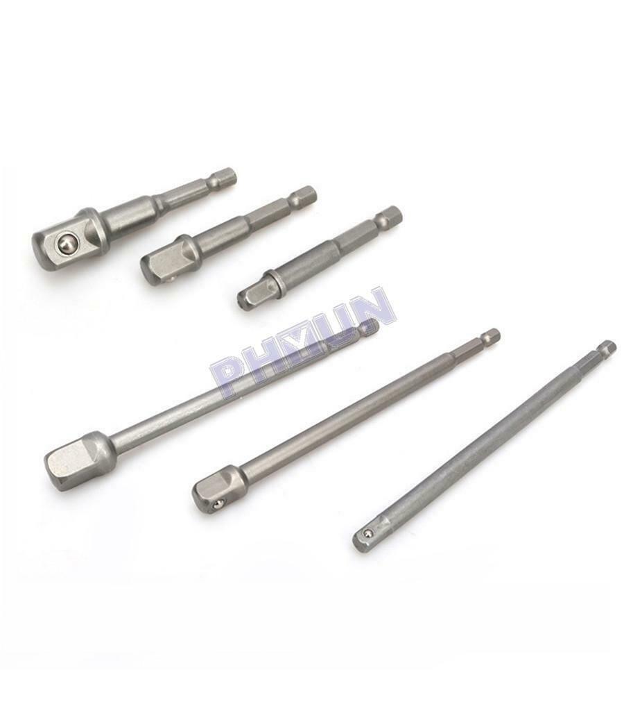 Universal Impact Grade Socket Adapter Set 1/4" 3/8" 1/2" Drive 1/4" Hex Shank