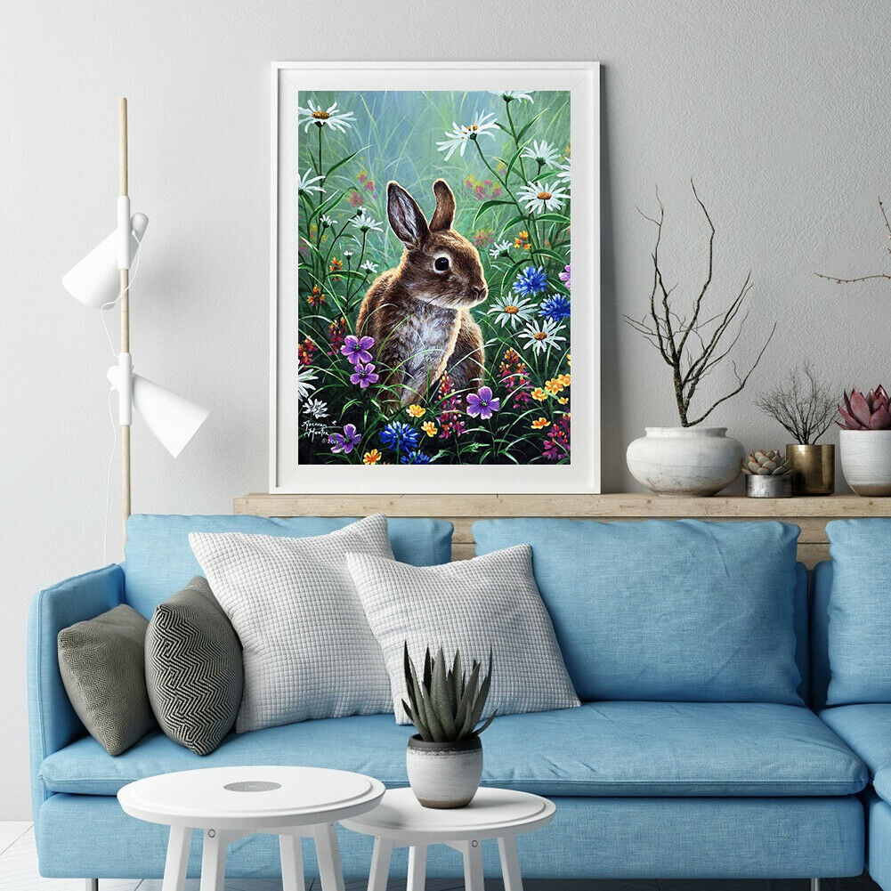 Rabbit 5D Full Round Drill Diamond Painting Crystal Mosaic Kits Wall Decor @