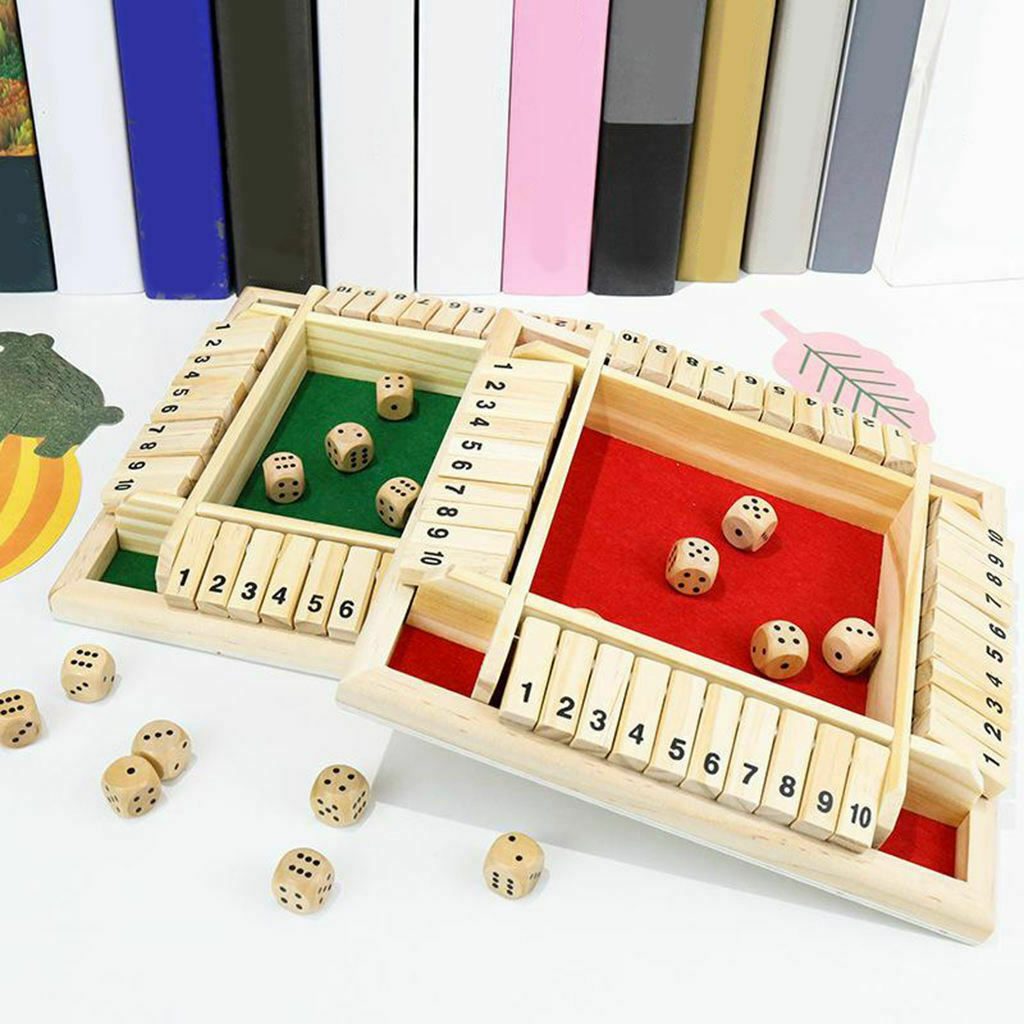 Four Way Shut the Box 10 Number Pub Board Game Fun for Kids Adults Home