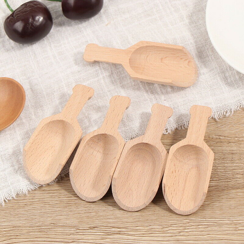5Pcs 8cm Wooden Scoops Bath Salt Spoon Candy Flour Spoon Scoops Kitchen U.l8