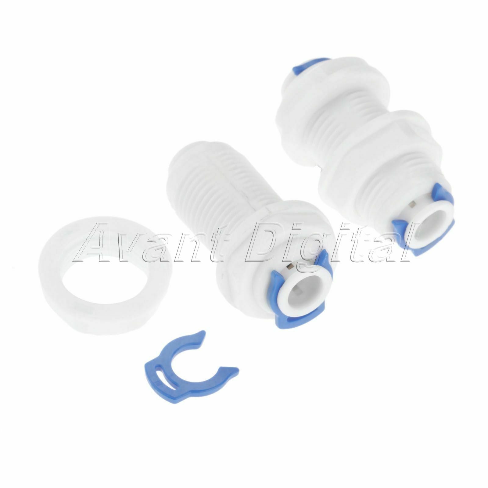 2x Quick Connector Water Filter Bulkhead for Reverse Osmosis RO System Fittings
