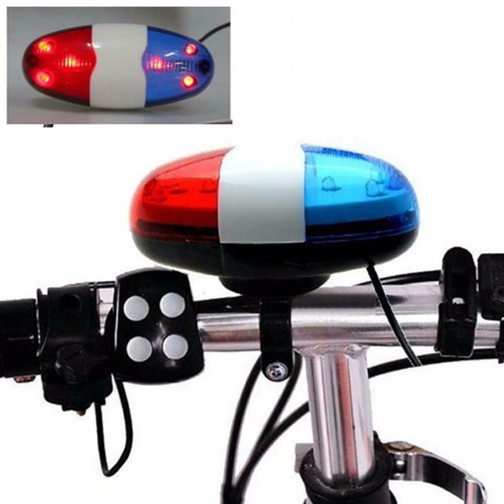6 LED Bike Police Front Light Warning Siren Cycling Electric Horn Bell @
