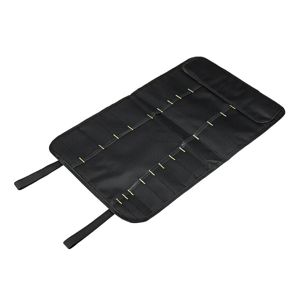 22 Pockets Folding Chef  Case Bag Roll Wallet Cutlery Accessories Black