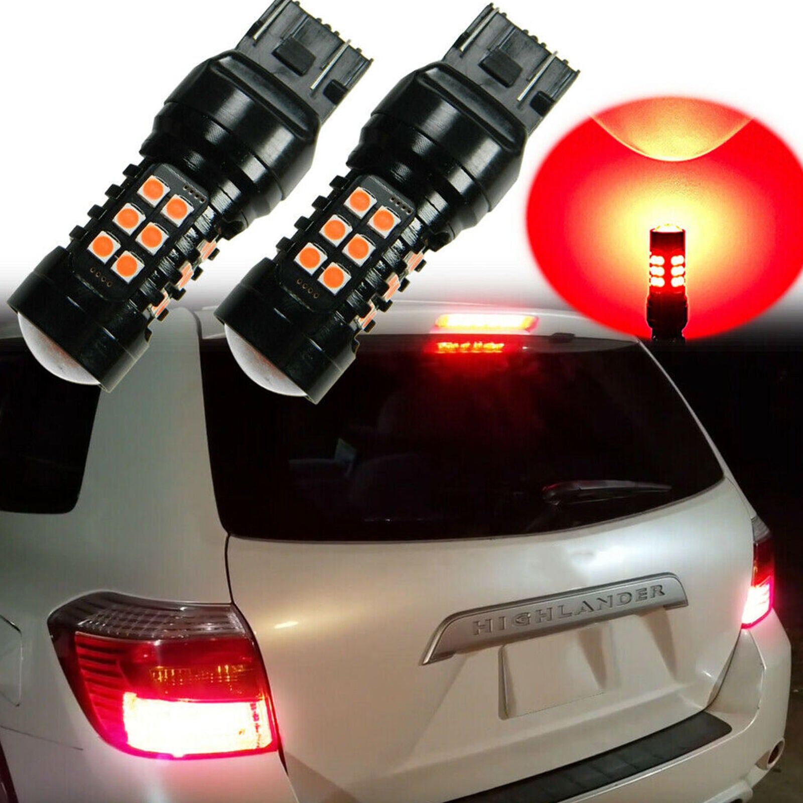 12-24V 7443 T20 W21/5W 21SMD High Power Super Red LED Brake Tail Turn Light Bulb