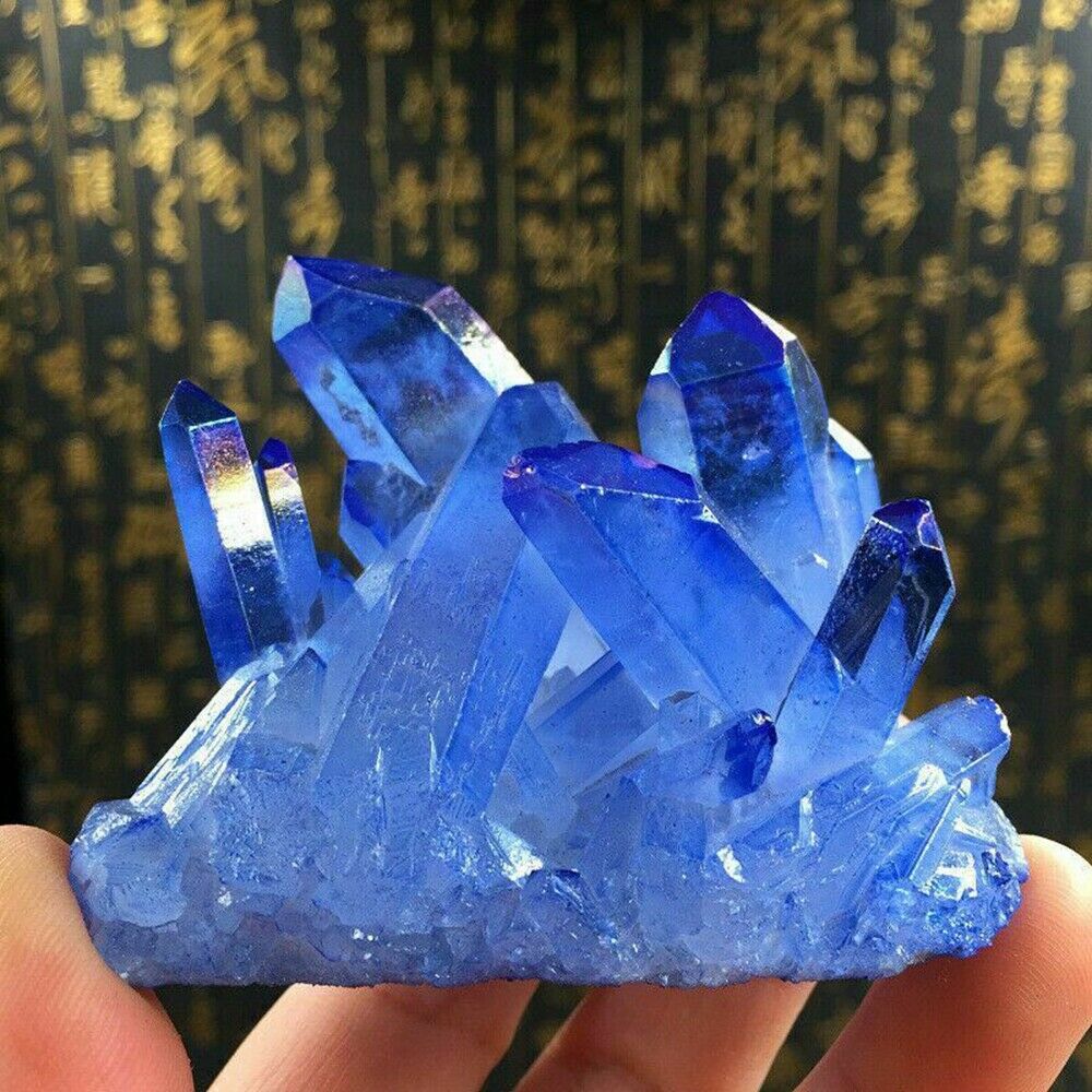 100% Natural Blue Crystal Quartz Cluster Stone Mineral Healing Specimen Decor US