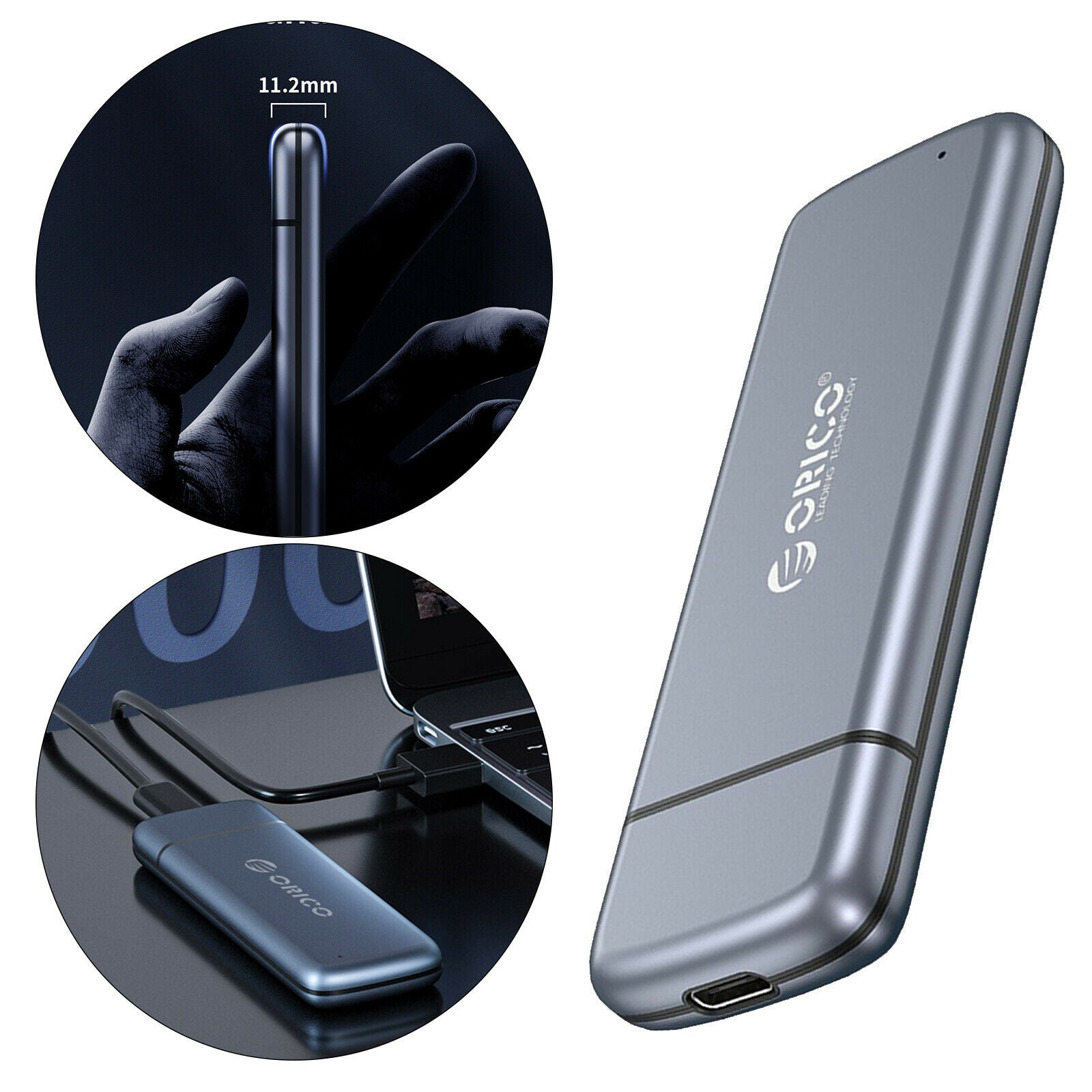 M2 SSD Case USB 3.1 Aluminum alloy Hard Drive Case for M2 M-Key 2260 2280