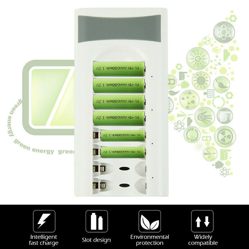 8-slot Intelligent Battery Charger For AA AAA NI-MH NI-CD Rechargeable Batteries