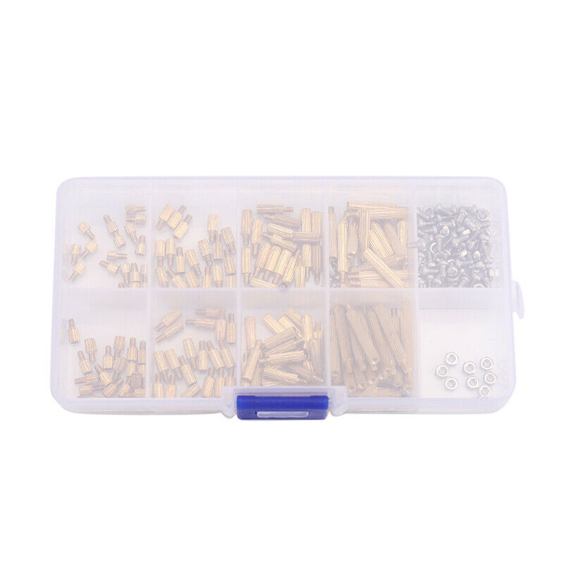 260PCS/M2 PCB Threaded Brass Male Female Standoff Spacer Board Hex Screws NuBDA