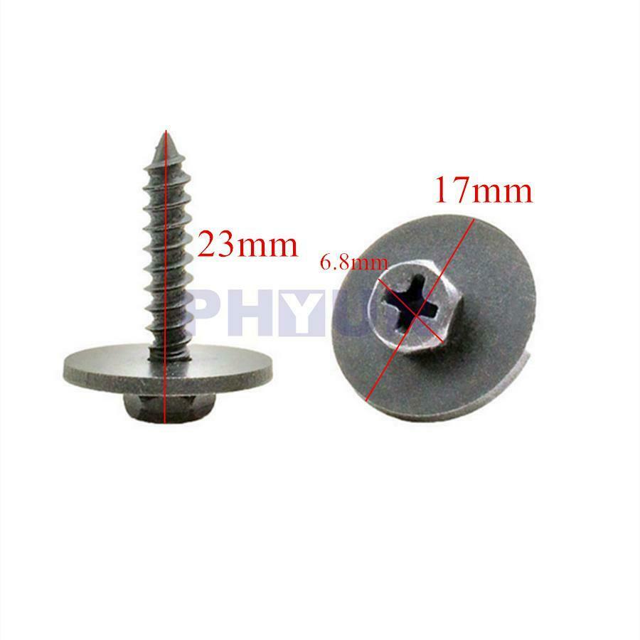 100Pcs Metal Car Screw Body Fender Bumper Retainer Clips 6.8mm Hex Black