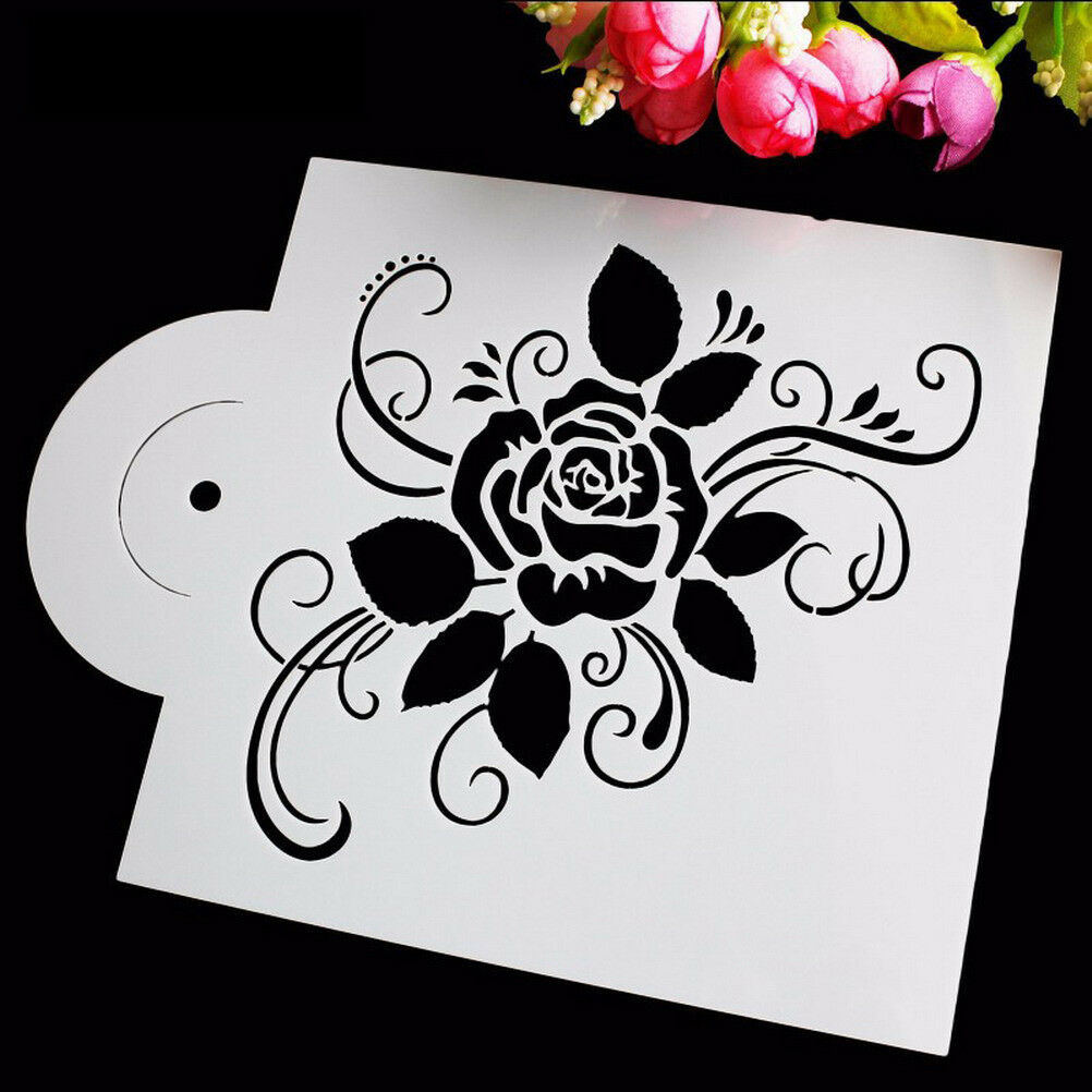 2x Rose Cake Stencils Cookie Mold Coffee Mold Pastry Tools Wedding Cake D.l8
