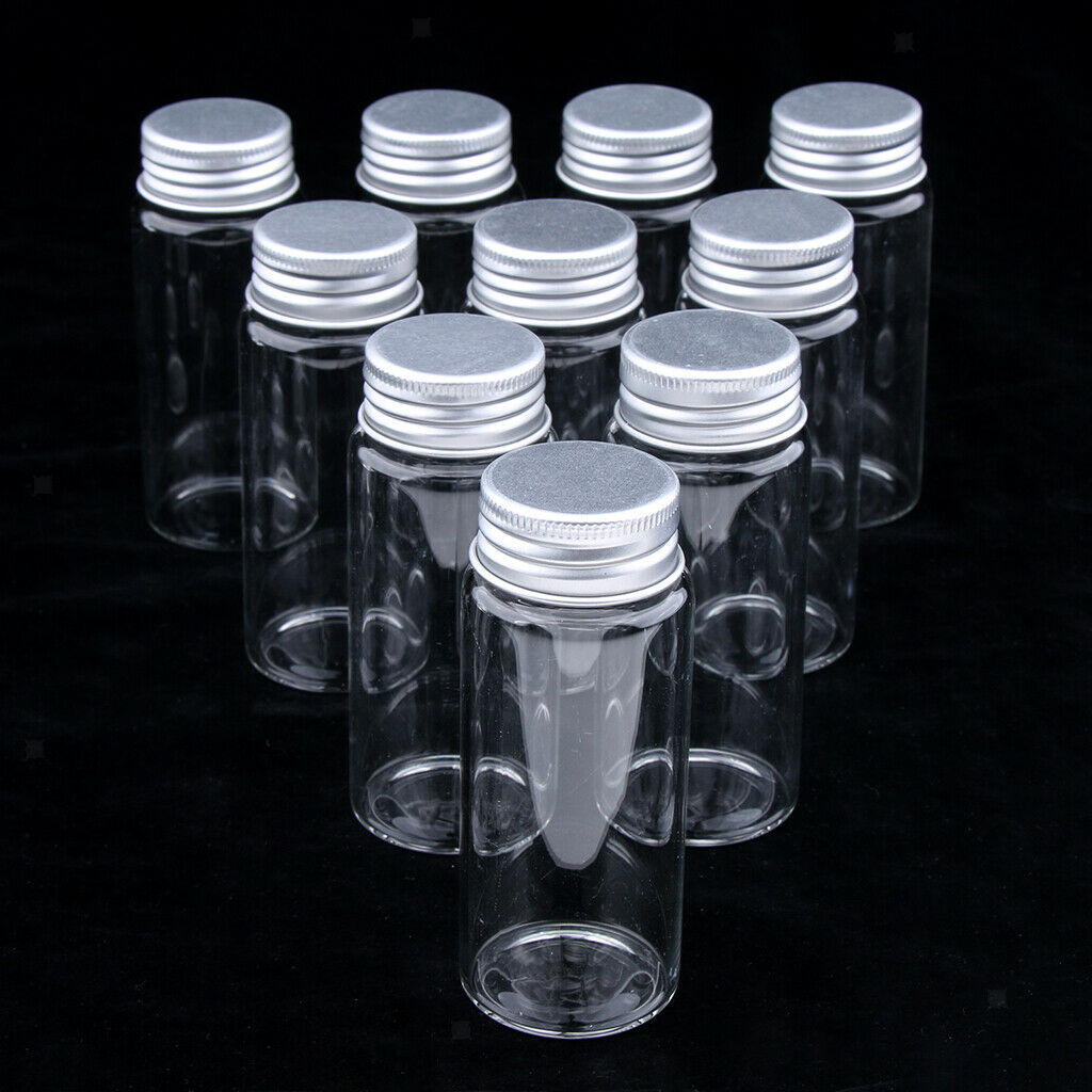 10x High Borosilicate Sample Vials Clear Glass Bottles wit Aluminum   50ml