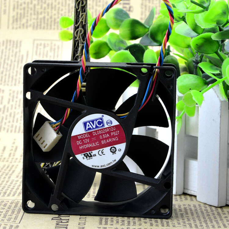 for AVC DL08025R12U 80x80x25mm PWM Chassis Cooling Fan 12V 0.50A 4Wire 4Pin