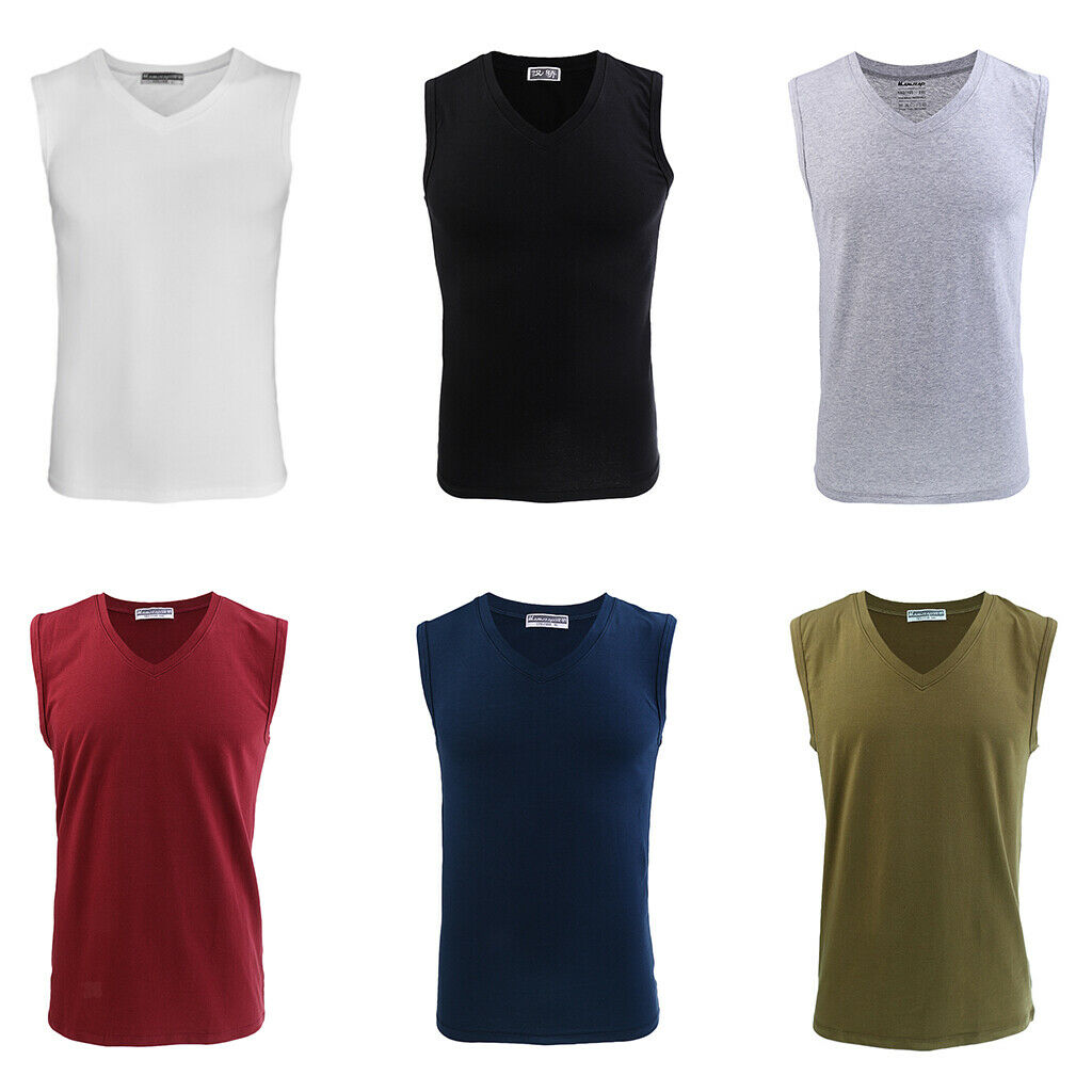 Mens Plain Vests Cotton Gym Top Summer Training Tee XL White