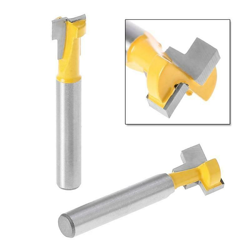 2 Pcs 1/4'' Shank Yellow T-Slot Cutter Router Bit Set for 3/8'' & 1/2'' Hex Bolt