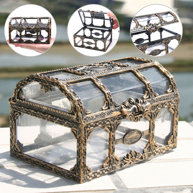 Plastic Money Container Storage Box Transparent Pirate Toys  Pirate Treas.l8