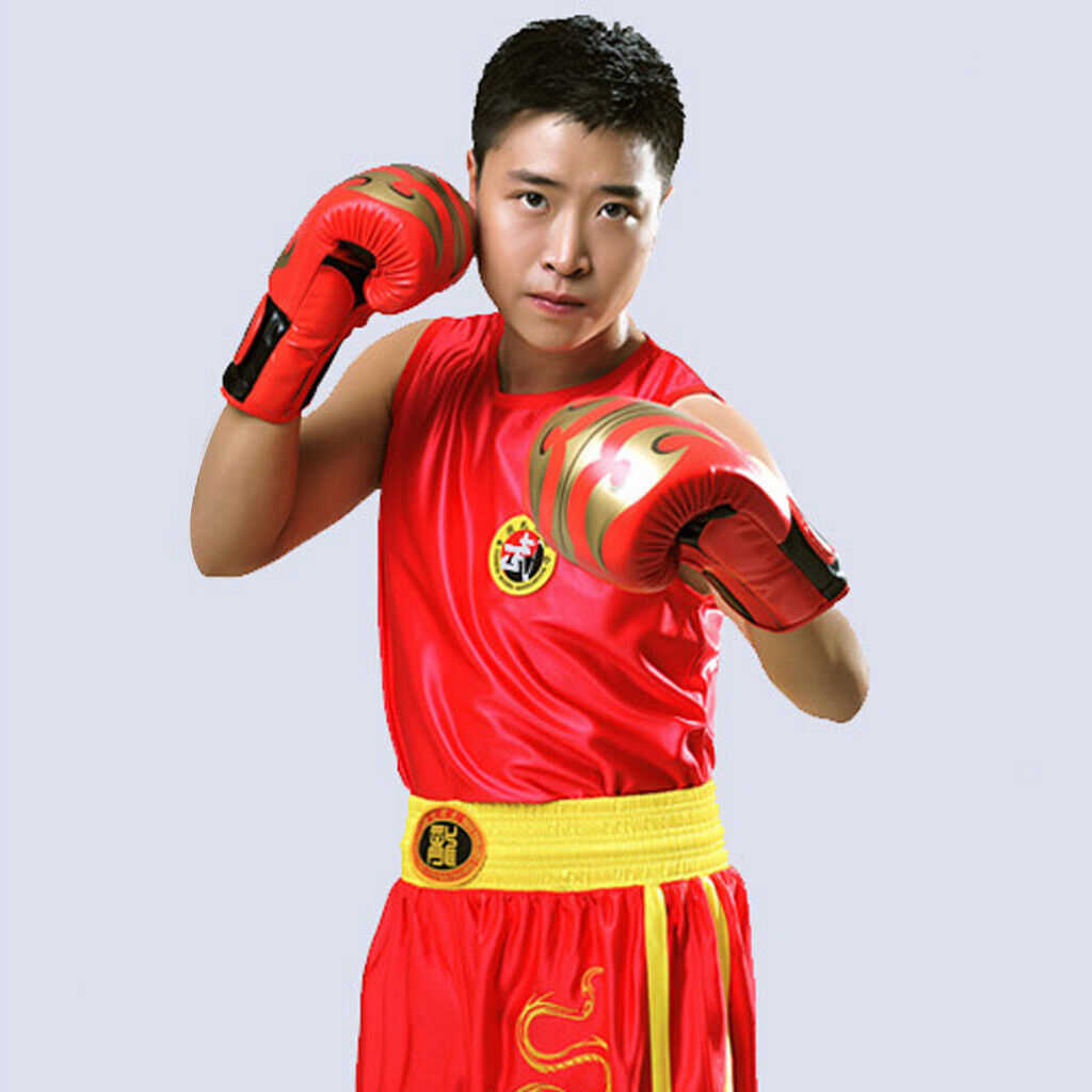 Boxing Martial Arts MMA Clothes Dragon Embroidered Uniform Shorts Red XL