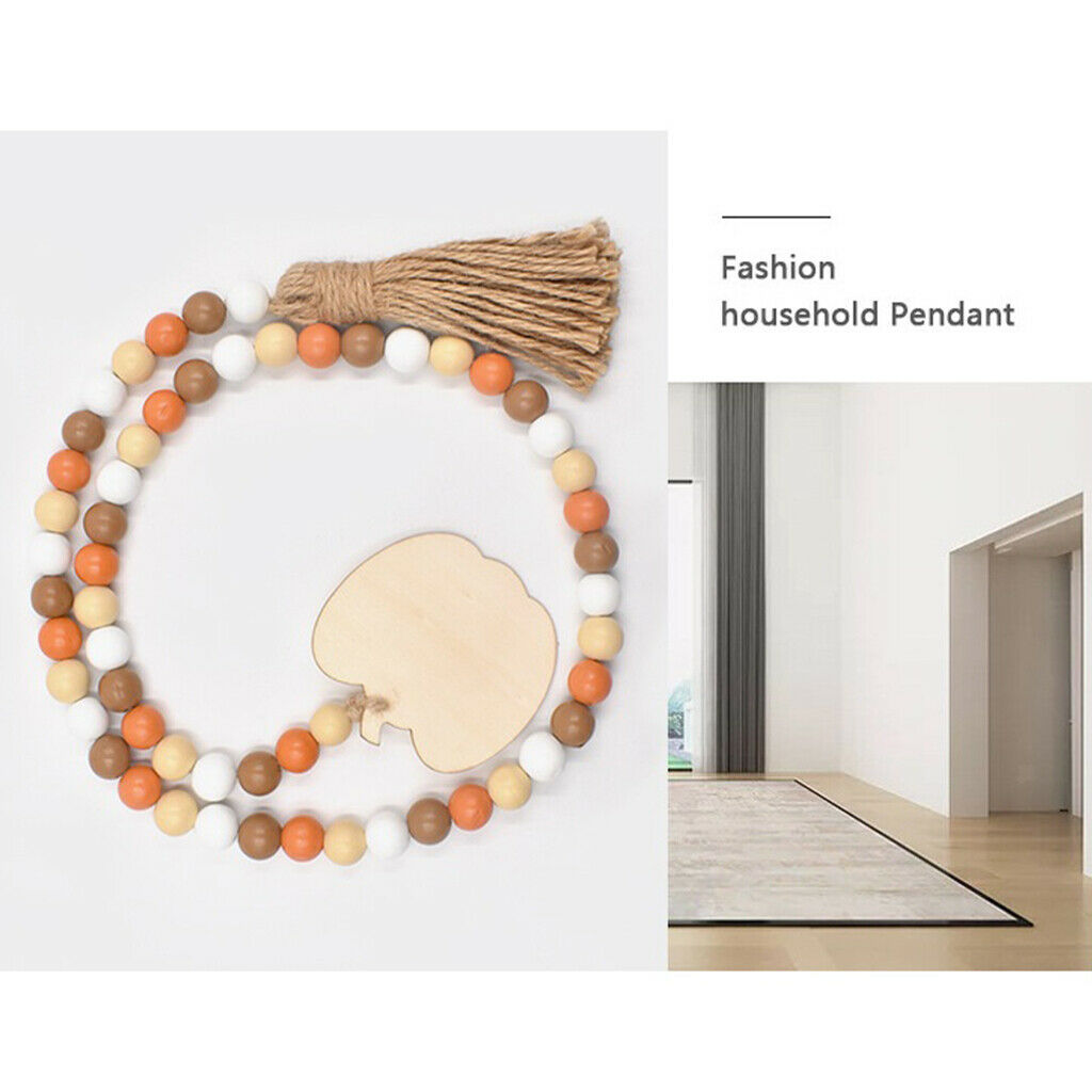 Halloween Wood Bead Garland Set Wooden Prayer Beads Farmhouse Hanging Decor