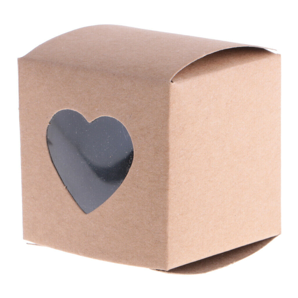 50 X Kraft Rustic Candy Gift Boxes Heart Window Decor Gift Favors