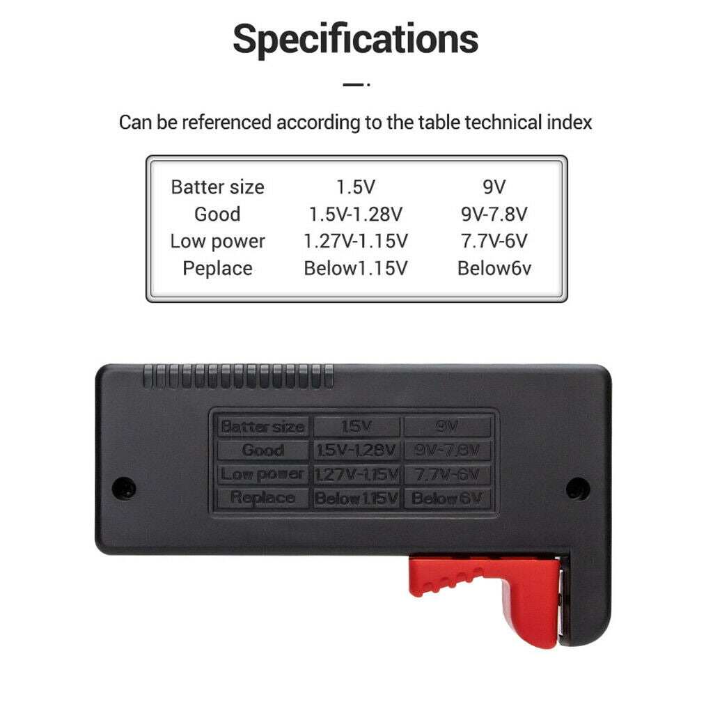 Instant Digital Battery Capacity Tester Easy to Read for D C AA AAA Button