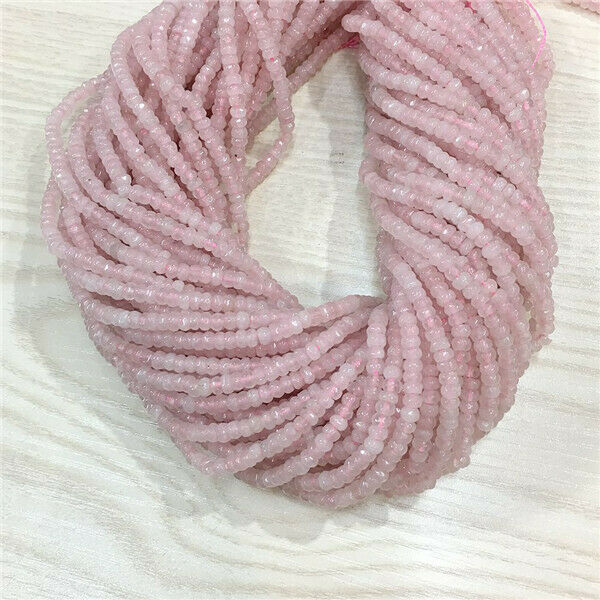 1 Strand/160Pcs 4x2mm Natural Rose Quartz Rondelle Faceted Abacus Beads HH498