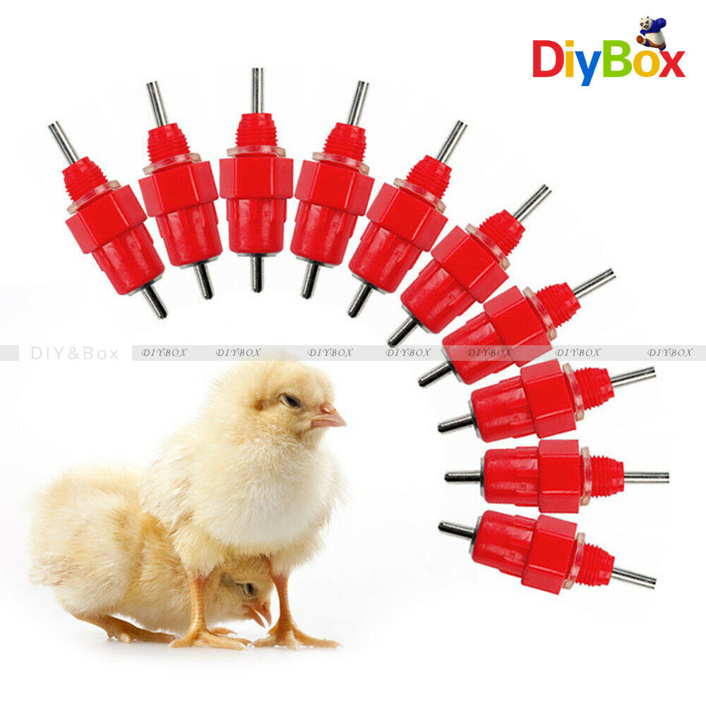 10Pcs Poultry Water Drinking Nipples Duck Chicken Feeding Screw In Drinker A360°