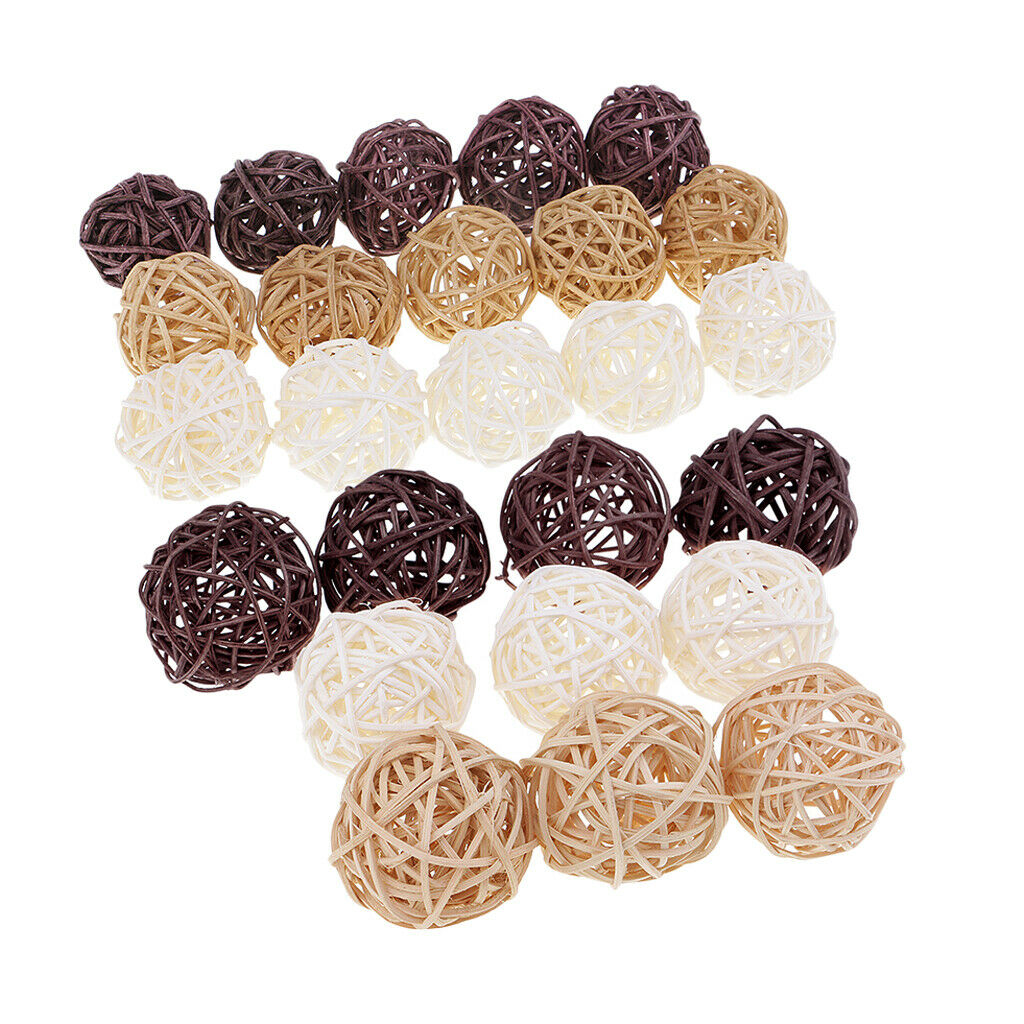 25pcs Rattan Wicker Ball Decorations Ornaments Wedding Christmas Party Table