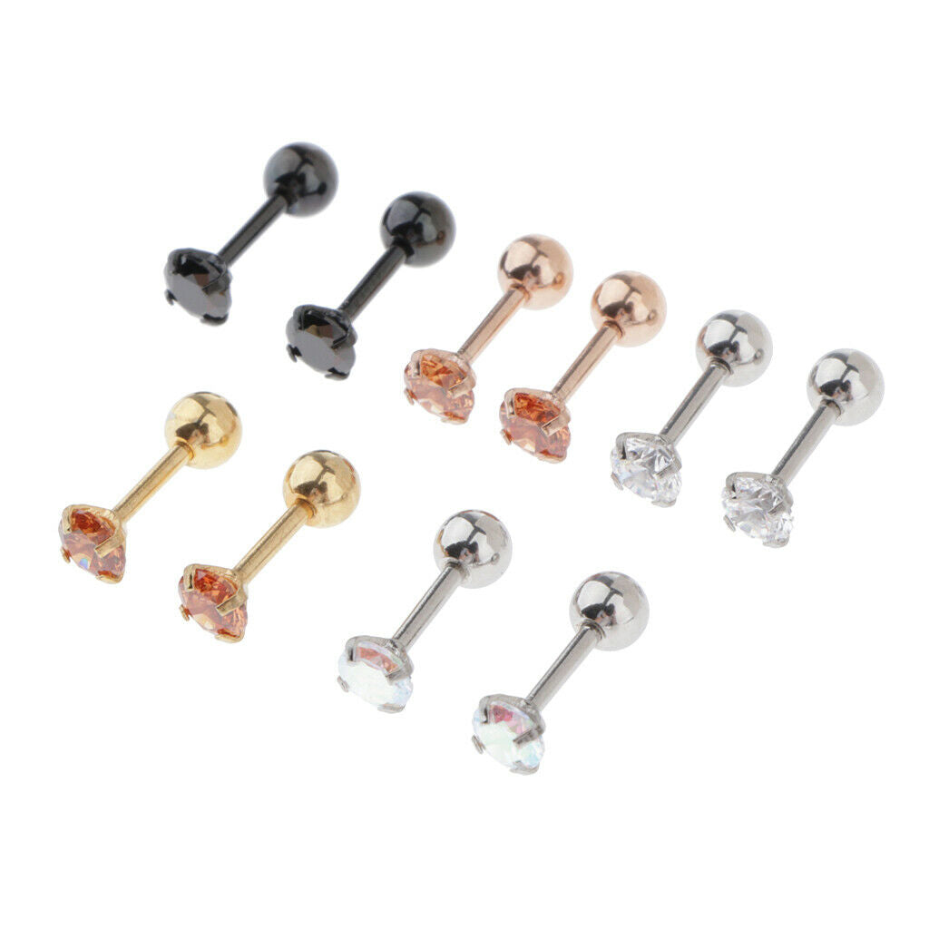 5 Pairs Stainless Steel Ear Stud Earrings Fashion Jewelry 5 Colors