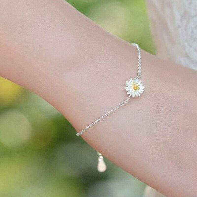 Beautiful Small Daisy Flower Chian Bracelet Simple Charm Bracelets Women .l8