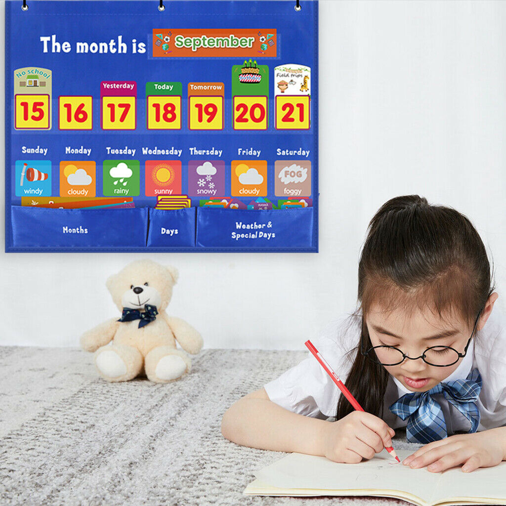 Weekly Weather Pocket Chart Early Education 98 Cards Bedroom Kids Gifts