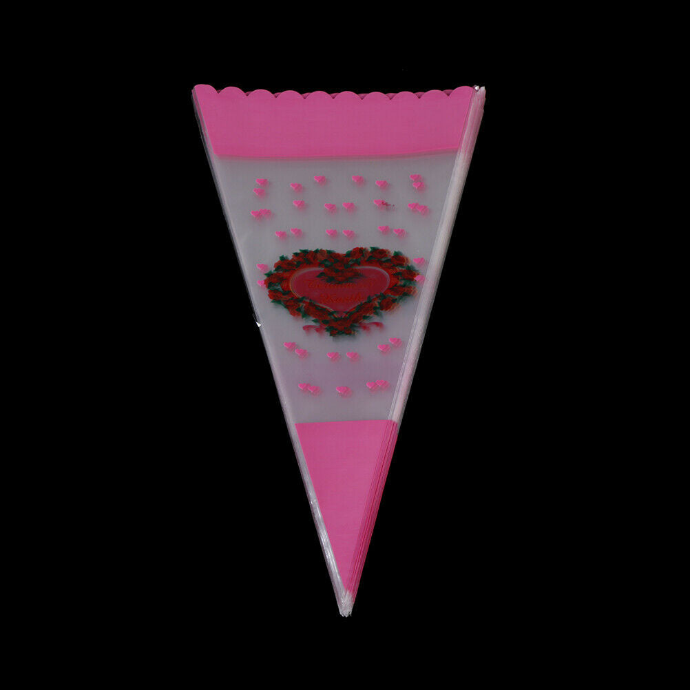 100X colorful cone shape cellophane bags candy sugar popcorn flower packi.l8