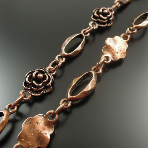 Antiqued Copper Rose Flower Alloy Neckalce Bracelet Link Sweater Chain 1M 1PC