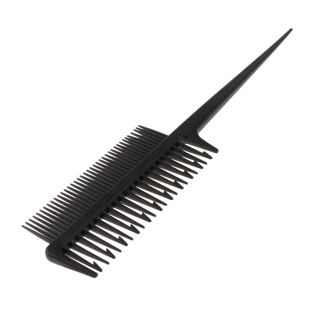 2-Way Plastic Barber Hair Dye Weaving Sectioning Foiling Tint Comb for Black