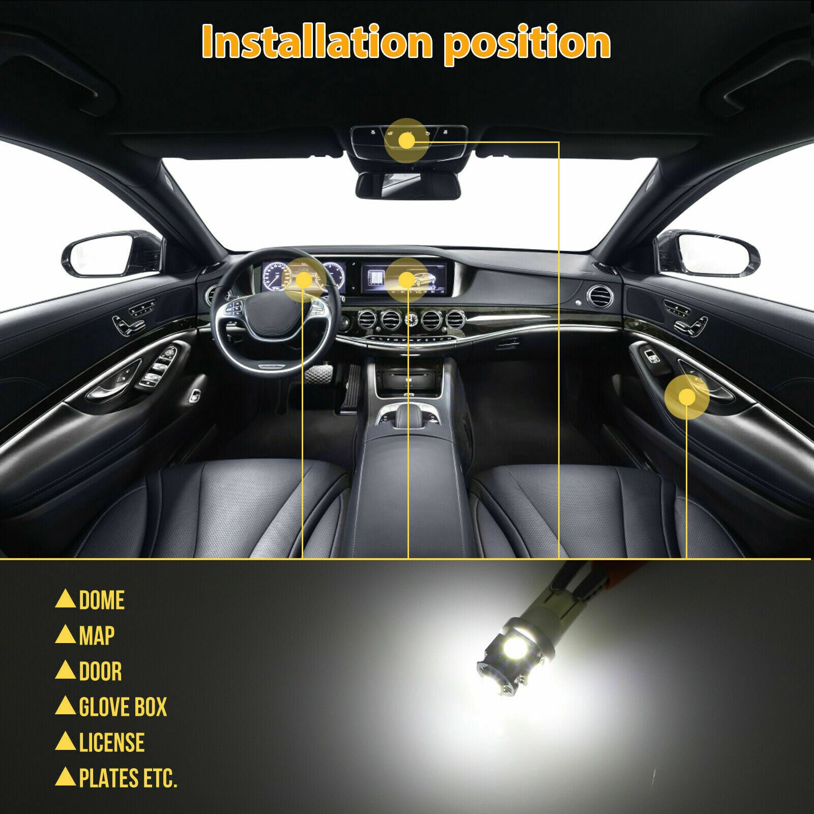 42pcs Car Interior White Combo LED Map Dome Door Trunk License Plate Light Bulbs