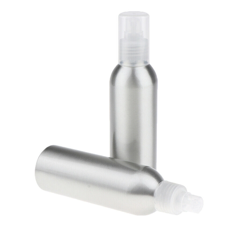 2Pcs Modern Aluminum Refillable Soap Dispenser Pump Bottle For Bathroom - Clear