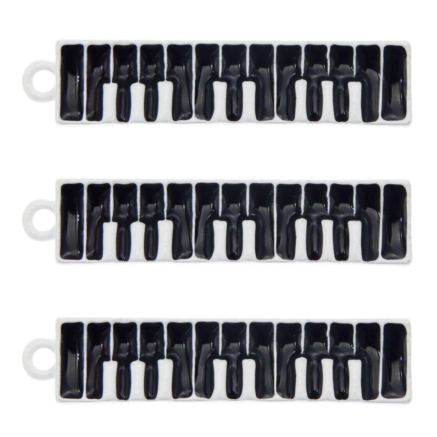16 pcs Piano Keys Enamel Charm Alloy Drop Dangle For Earrings Pendants 32*7mm
