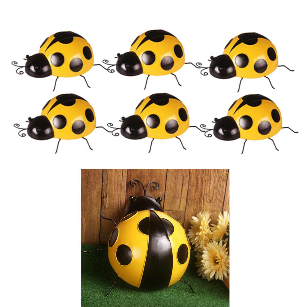 6x Ladybird Sculpture Hand Painted Wall Hanging Ladybug Kindergarten Decor