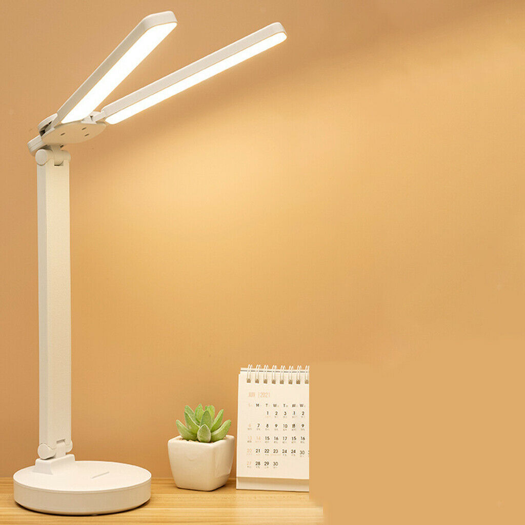 LED Desk Lamp Double Head 3600mAh Modern Table Lamp for Home Office Children