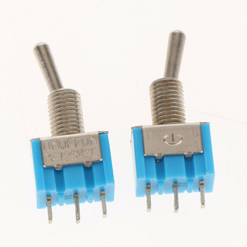 5Pcs MTS103 ON/Off/On Mini Toggle Switch 125VAC 6A 3-Pins Blue 6mm / 0.24''