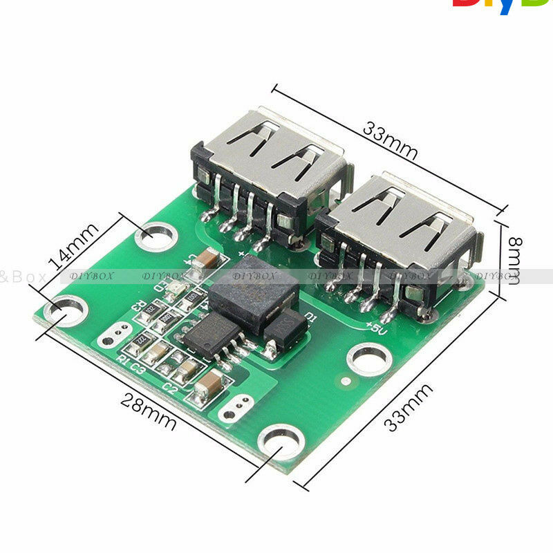 Dual USB Charger Board DC 6V 12V 24V To 5V 2A Step Down Buck Converter Module