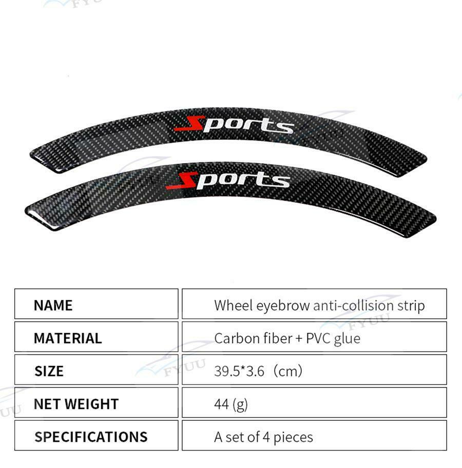 4x Real Carbon Fiber Sports Style Car Fender Flares Arch Wheel Eyebrow Protector
