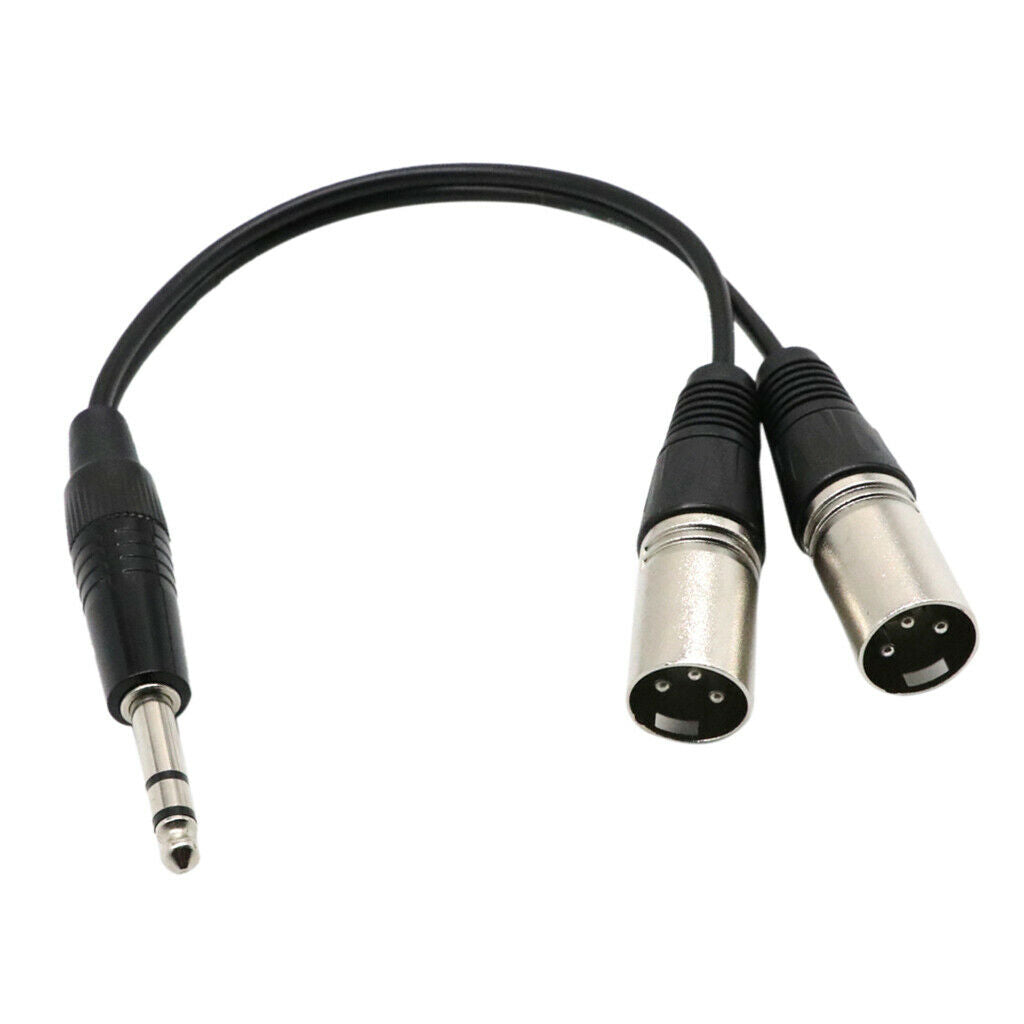 2 Pieces 6.35mm Stereo Male to Double XLR Male Audio Splitter Cable for DJ Mixer