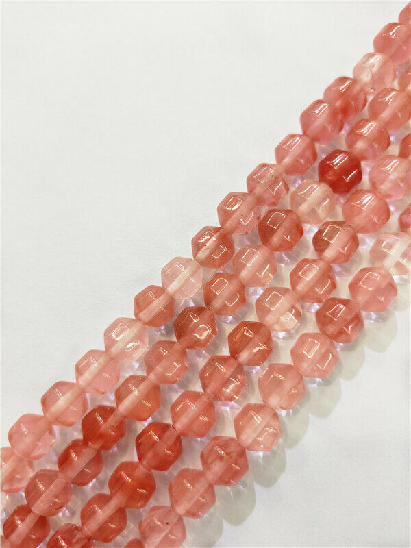 1 Strand 8x8mm Red Cherry Quartz Bicone Spacer Loose Beads DIY 15.5inch HH131